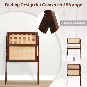 Set of 4 Foldable Dining Chairs with Woven Rattan Backrest-Brown view 6