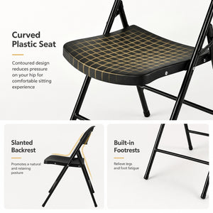 Set of 4 Foldable Plastic Chairs with Ergonomic Backrest-Black view 6