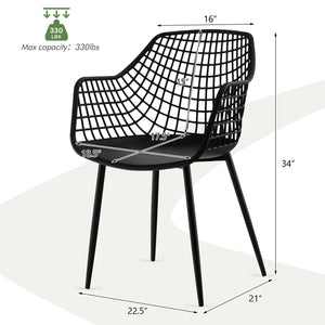 Set of 4 Heavy Duty Modern Dining Chair with Airy Hollow Backrest-Black view 3