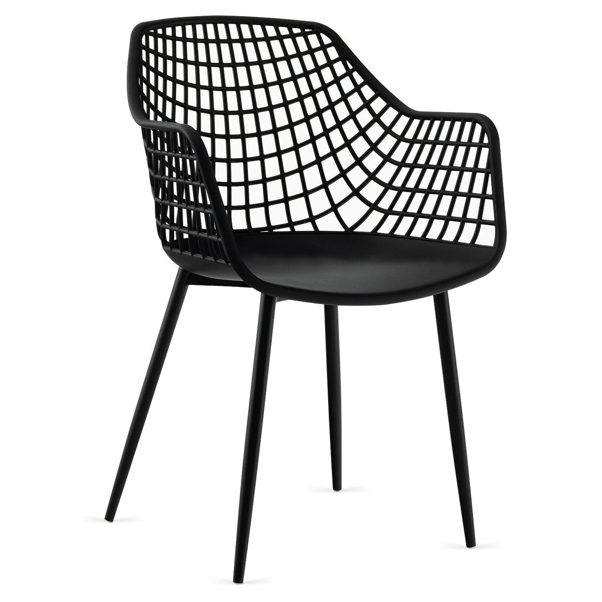 Set of 4 Heavy Duty Modern Dining Chair with Airy Hollow Backrest-Black view 7