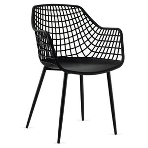 Set of 4 Heavy Duty Modern Dining Chair with Airy Hollow Backrest-Black view 7