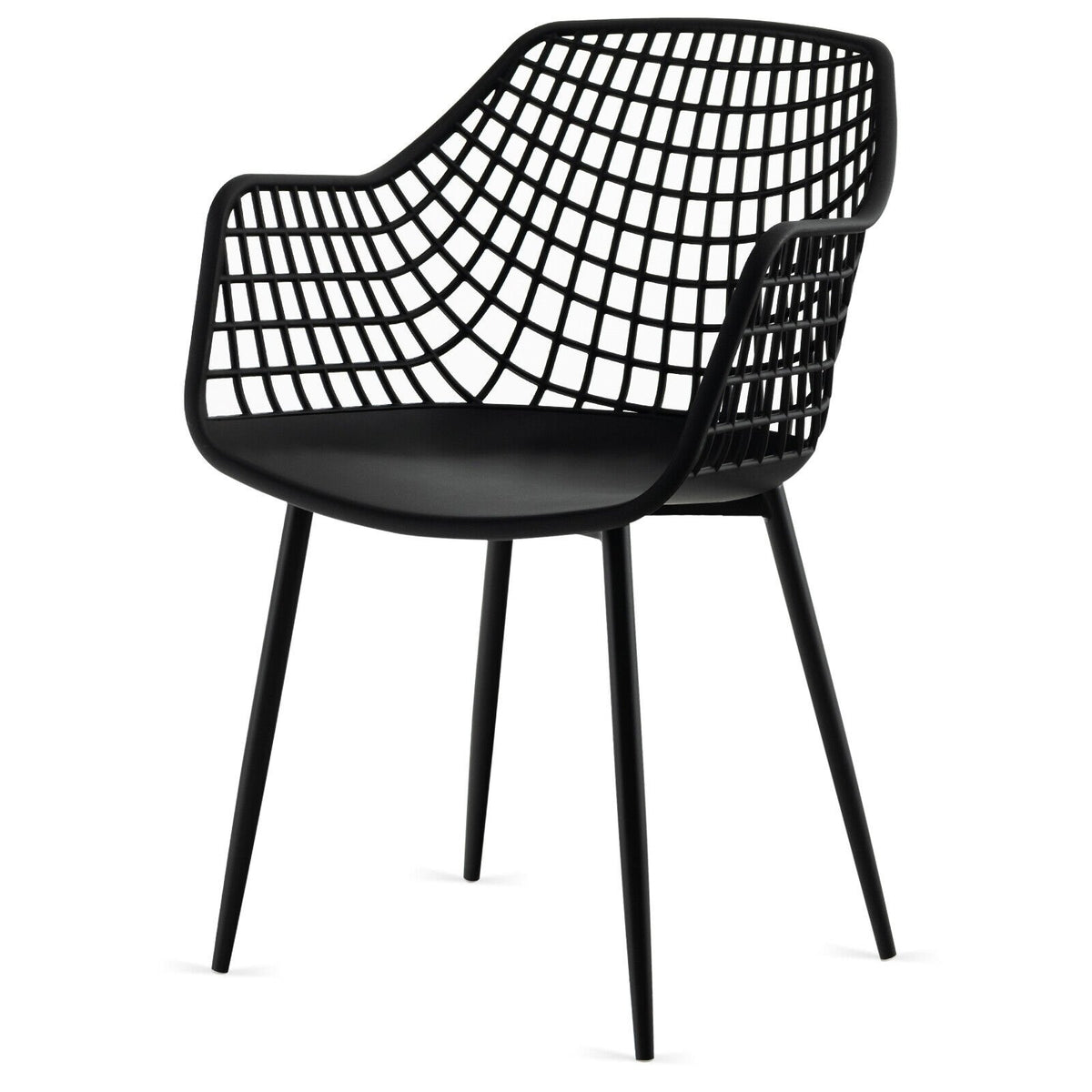 Set of 4 Heavy Duty Modern Dining Chair with Airy Hollow Backrest-Black view 8