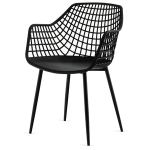 Set of 4 Heavy Duty Modern Dining Chair with Airy Hollow Backrest-Black view 8