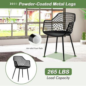 Set of 4 Heavy Duty Modern Dining Chair with Airy Hollow Backrest-Black view 9