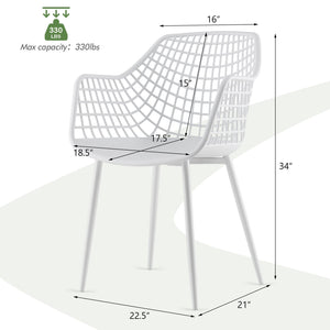 Set of 4 Heavy Duty Modern Dining Chair with Airy Hollow Backrest-White view 3