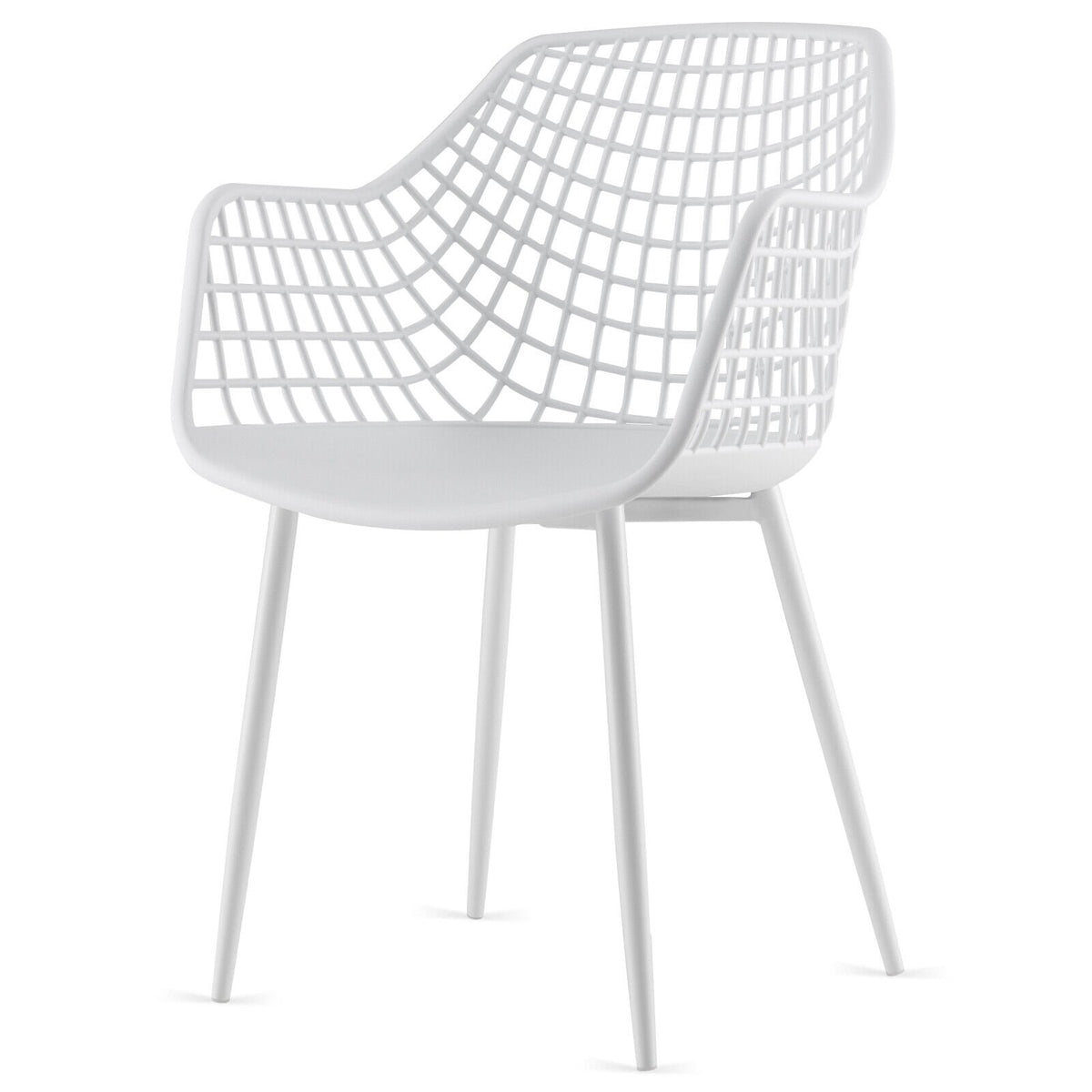 Set of 4 Heavy Duty Modern Dining Chair with Airy Hollow Backrest-White view 7