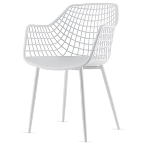Set of 4 Heavy Duty Modern Dining Chair with Airy Hollow Backrest-White view 7