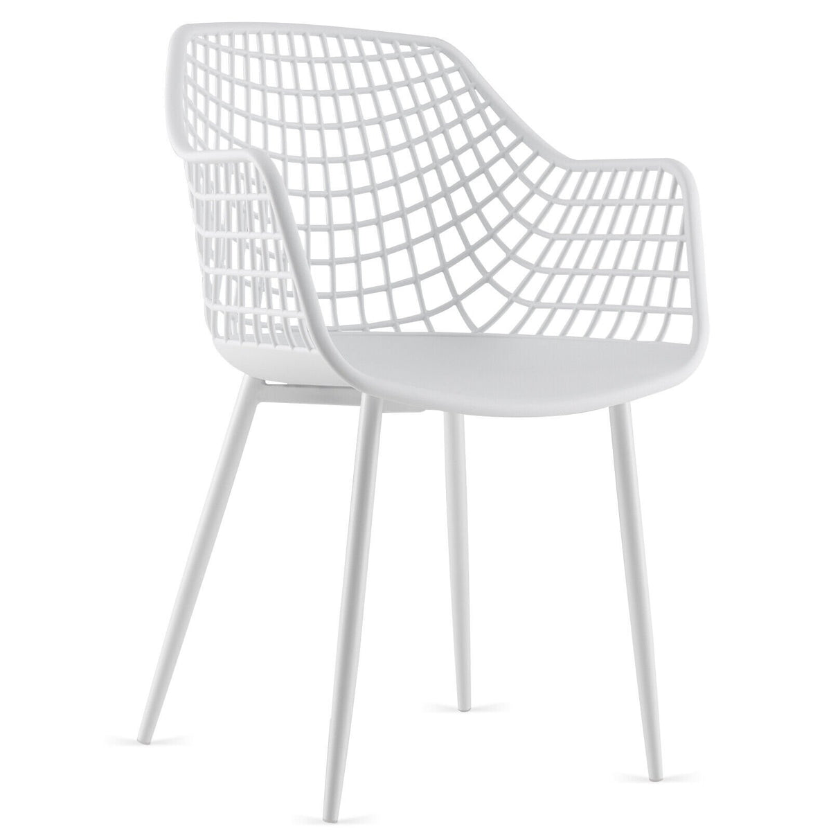 Set of 4 Heavy Duty Modern Dining Chair with Airy Hollow Backrest-White view 9