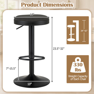 Set of 4 Kitchen Bar Stools with Height Adjustment Padded Seat and D-Shaped Footrest-Black view 4