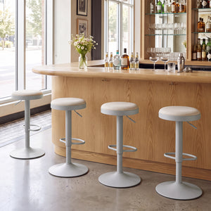 Set of 4 Kitchen Bar Stools with Height Adjustment Padded Seat and D-Shaped Footrest-Gray view 3