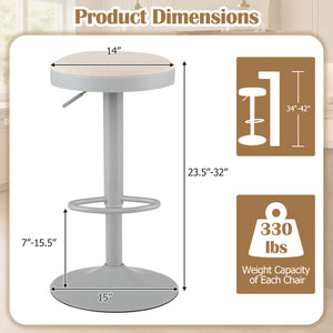 Set of 4 Kitchen Bar Stools with Height Adjustment Padded Seat and D-Shaped Footrest-Gray view 4