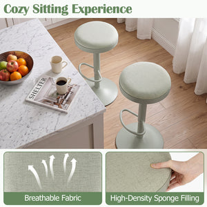 Set of 4 Kitchen Bar Stools with Height Adjustment Padded Seat and D-Shaped Footrest-Green view 7