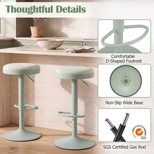Set of 4 Kitchen Bar Stools with Height Adjustment Padded Seat and D-Shaped Footrest-Green view 9