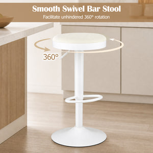 Set of 4 Kitchen Bar Stools with Height Adjustment Padded Seat and D-Shaped Footrest-White view 5