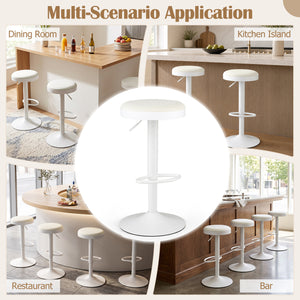 Set of 4 Kitchen Bar Stools with Height Adjustment Padded Seat and D-Shaped Footrest-White view 8