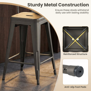 Set of 4 Metal Bar Stools with Backrests and Footrests-Gun Metal view 9