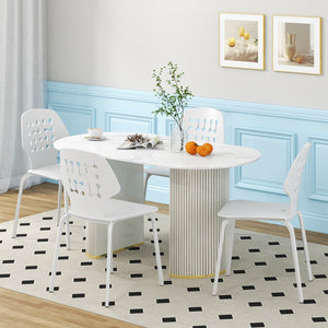 Set of 4 Metal Dining Chair with Hollowed Backrest and Metal Legs-White view 2