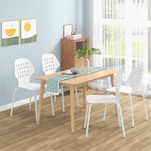 Set of 4 Metal Dining Chair with Hollowed Backrest and Metal Legs-White view 3