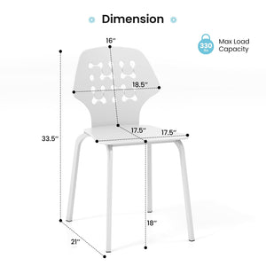 Set of 4 Metal Dining Chair with Hollowed Backrest and Metal Legs-White view 5