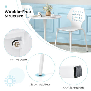 Set of 4 Metal Dining Chair with Hollowed Backrest and Metal Legs-White view 8