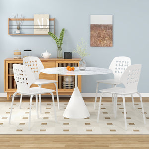 Set of 4 Metal Dining Chair with Hollowed Backrest and Metal Legs-White view 9