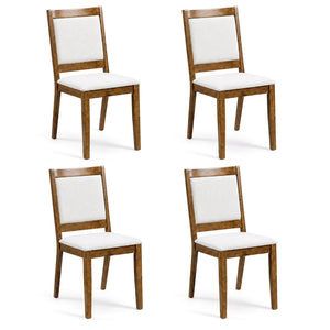 Set of 4 Modern Dining Upholstered Kitchen Chair with Padded Backrest-Walnut