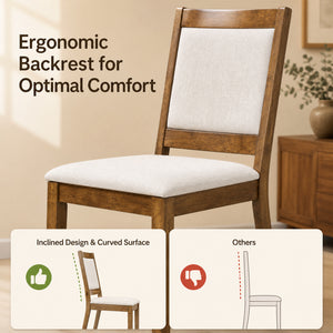 Set of 4 Modern Dining Upholstered Kitchen Chair with Padded Backrest-Walnut view 4