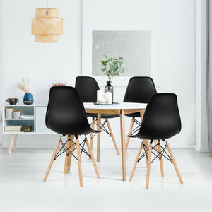 Set of 4 Modern Dining Side Chair Wood Legs-Black view 3