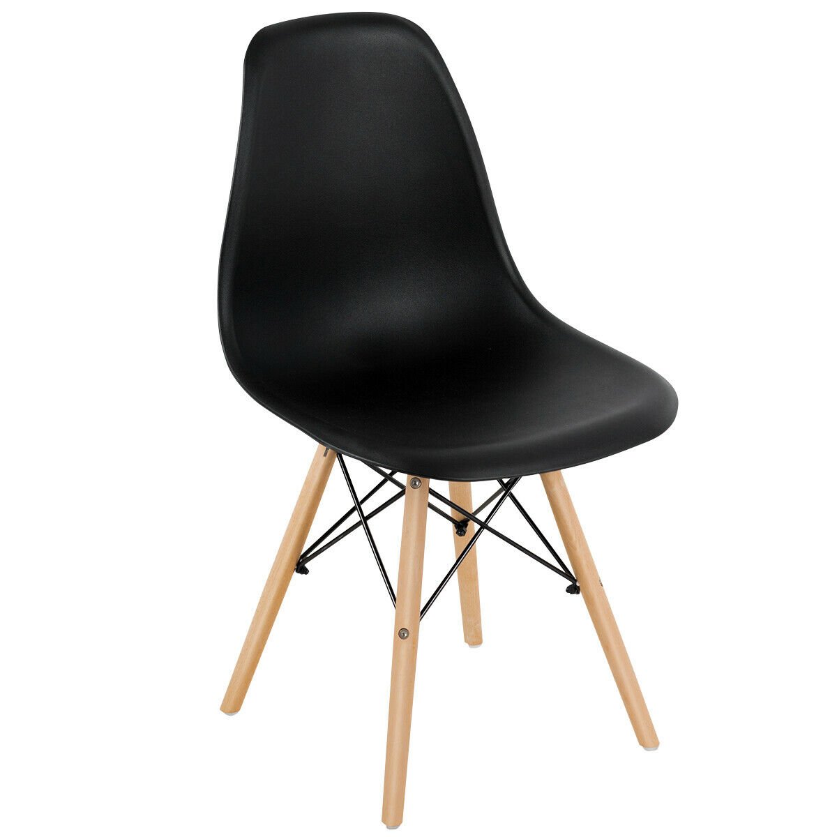 Set of 4 Modern Dining Side Chair Wood Legs-Black view 4