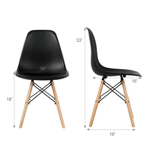 Set of 4 Modern Dining Side Chair Wood Legs-Black view 5