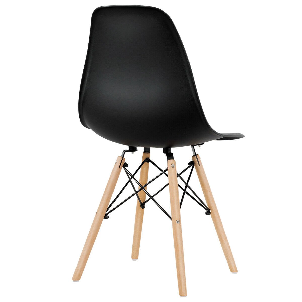 Set of 4 Modern Dining Side Chair Wood Legs-Black view 6
