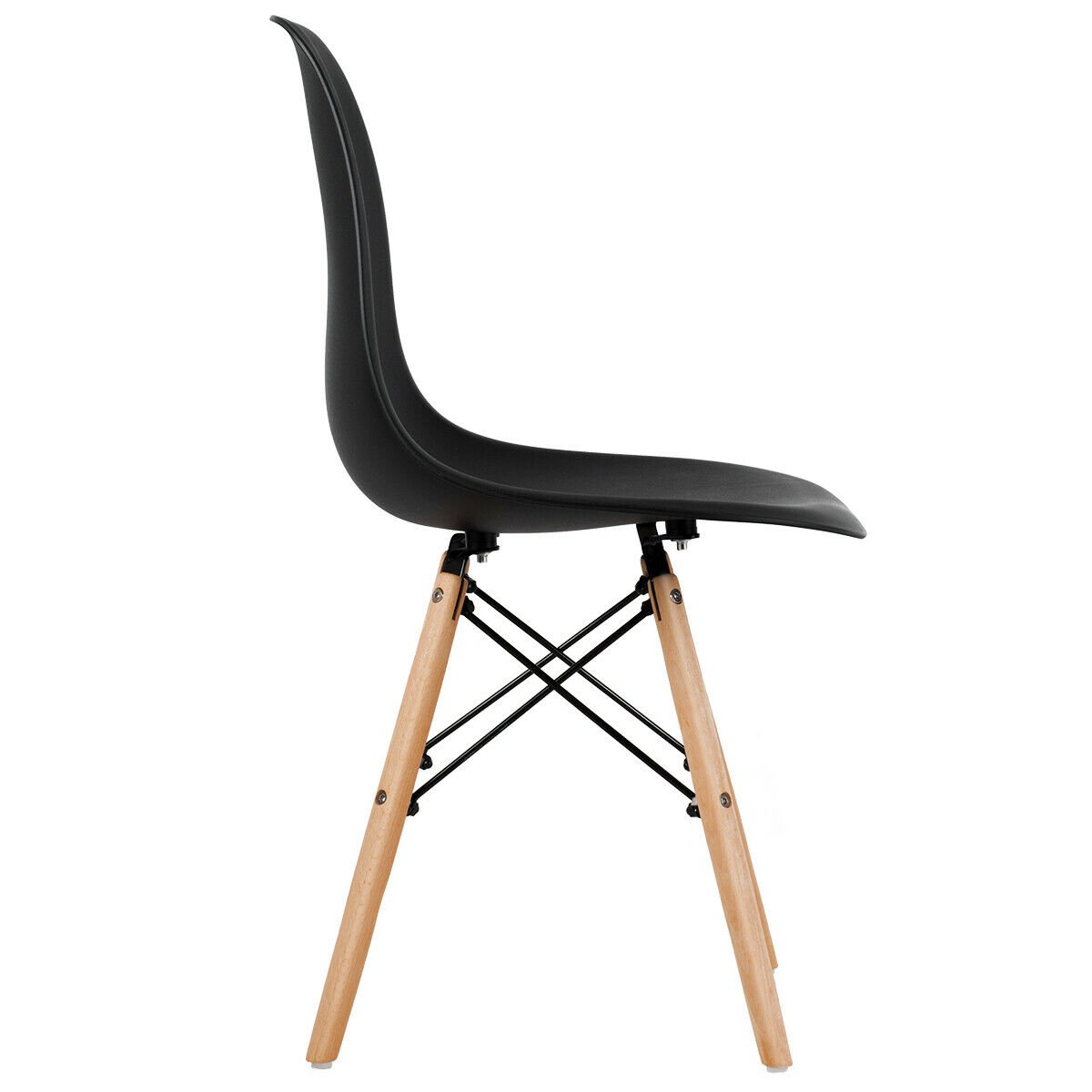 Set of 4 Modern Dining Side Chair Wood Legs-Black view 7