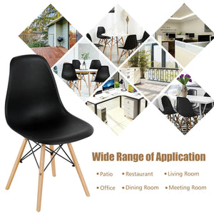 Set of 4 Modern Dining Side Chair Wood Legs-Black view 8