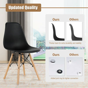 Set of 4 Modern Dining Side Chair Wood Legs-Black view 9