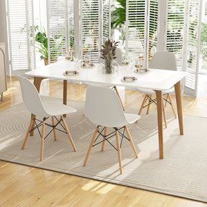Set of 4 Modern Dining Side Chair Wood Legs-White view 2