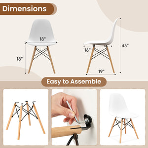 Set of 4 Modern Dining Side Chair Wood Legs-White view 4