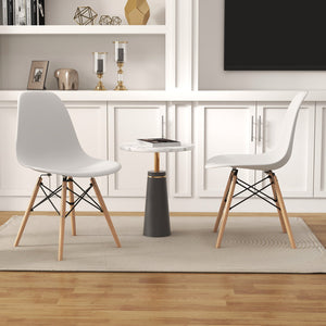 Set of 4 Modern Dining Side Chair Wood Legs-White view 6