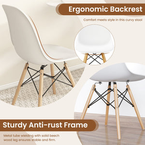 Set of 4 Modern Dining Side Chair Wood Legs-White view 8
