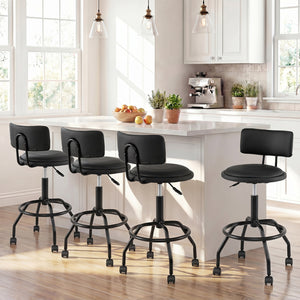 Set of 4 Modern Swivel Height Adjustable Bar Stool with Backrest view 2
