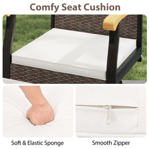 Set of 4 Outdoor 360° Swivel Bar Stool with Cushion and Acacia Wood Armrests view 8