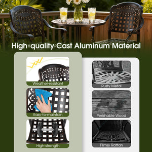 Set of 4 Outdoor Bar Stool 25.5 Inch Counter Height Cast Aluminum Bar Chairs-Copper view 7