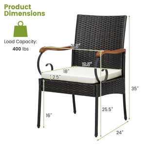 Set of 2/4 Outdoor PE Wicker Chair with Acacia Wood Armrests-Set of 2 view 4