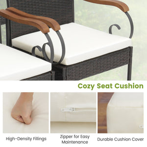 Set of 2/4 Outdoor PE Wicker Chair with Acacia Wood Armrests-Set of 2 view 5