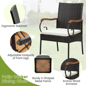 Set of 2/4 Outdoor PE Wicker Chair with Acacia Wood Armrests-Set of 2 view 8