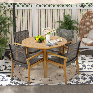 Set of 4 Outdoor Rattan Chair with Sturdy Acacia Wood Frame-Set of 4 view 2