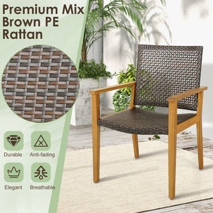 Set of 4 Outdoor Rattan Chair with Sturdy Acacia Wood Frame-Set of 4 view 7