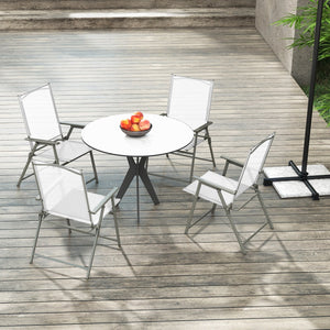 Set of 4 Patio Folding Chair Set with Rustproof Metal Frame-White view 2
