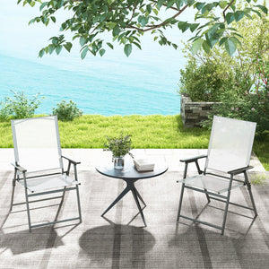 Set of 4 Patio Folding Chair Set with Rustproof Metal Frame-White view 3