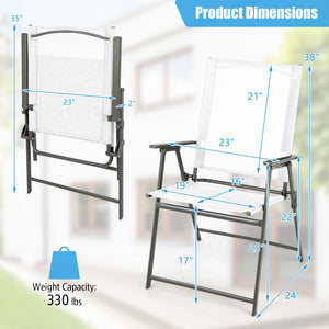 Set of 4 Patio Folding Chair Set with Rustproof Metal Frame-White view 4