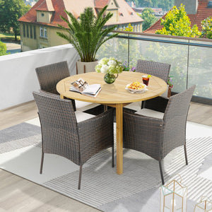 Set of 4 Patio PE Wicker Dining Chairs with Seat Cushions and Armrests-Set of 4 view 2